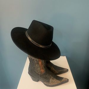 Black Wool Handmade Minga Broad Brim Rancher Hat